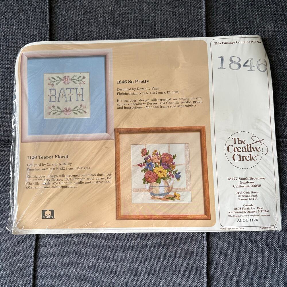 So Pretty "Bath" Vintage Stamped Cross Stitch Kit by The Creative Circle - 1988